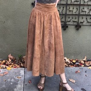 Vintage 70s brown suede skirt pristine sz s-m